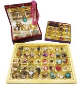 Collection of costume jewellery including two gold plated bangles