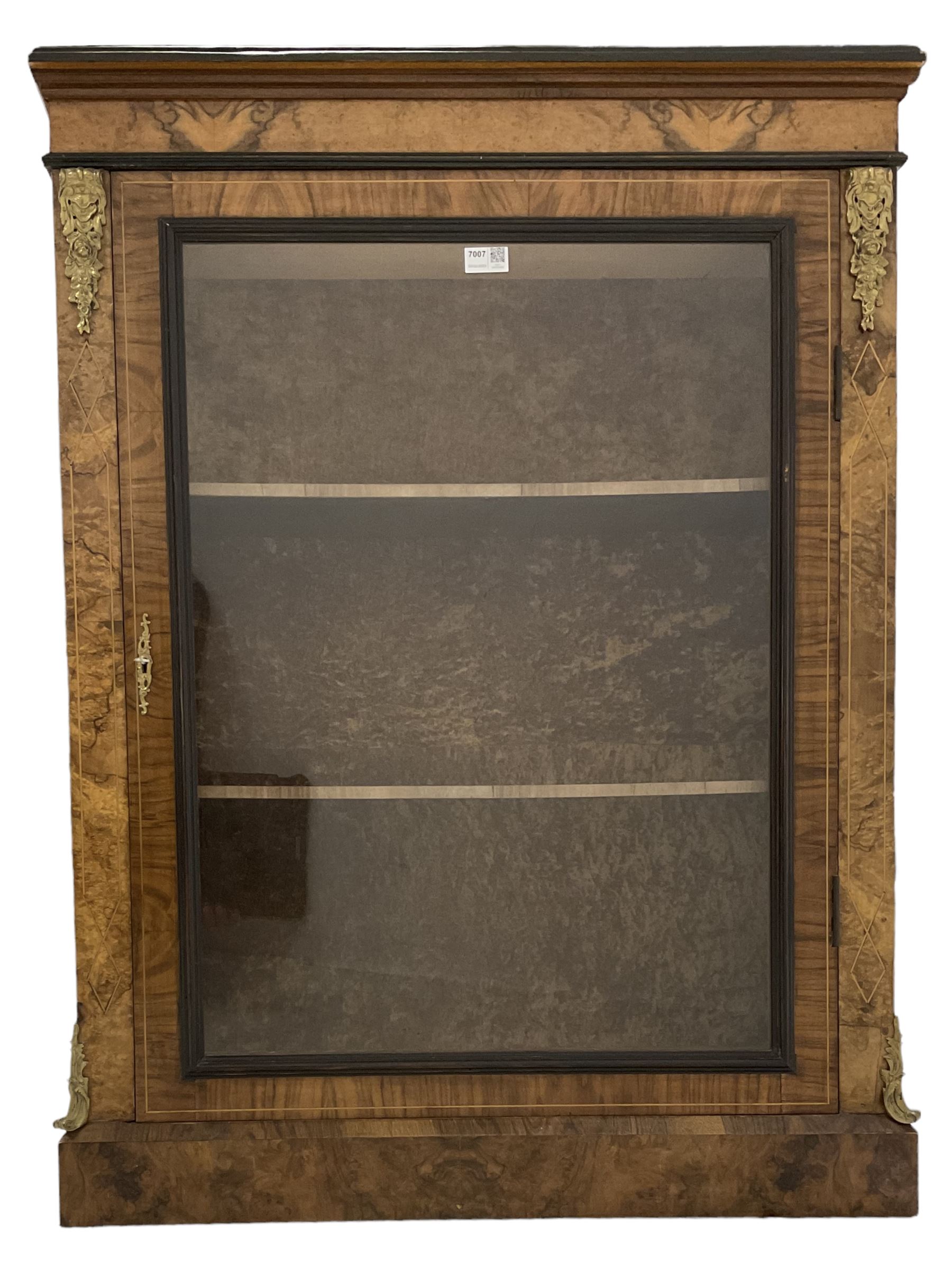 Late 19th century figured walnut pier display cabinet