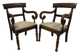 Pair of mahogany regency design elbow chairs