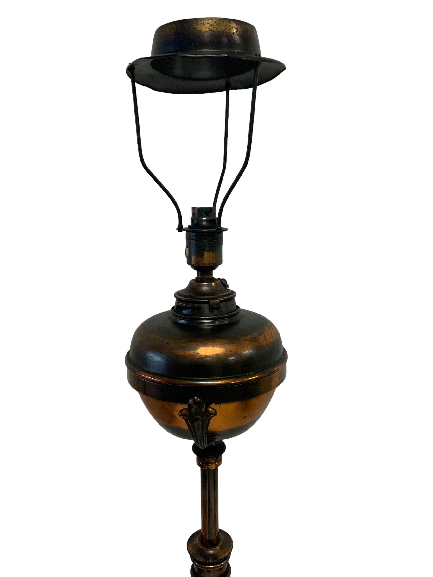 Early 20th century bronzed brass telescopic standard lamp - Image 3 of 4