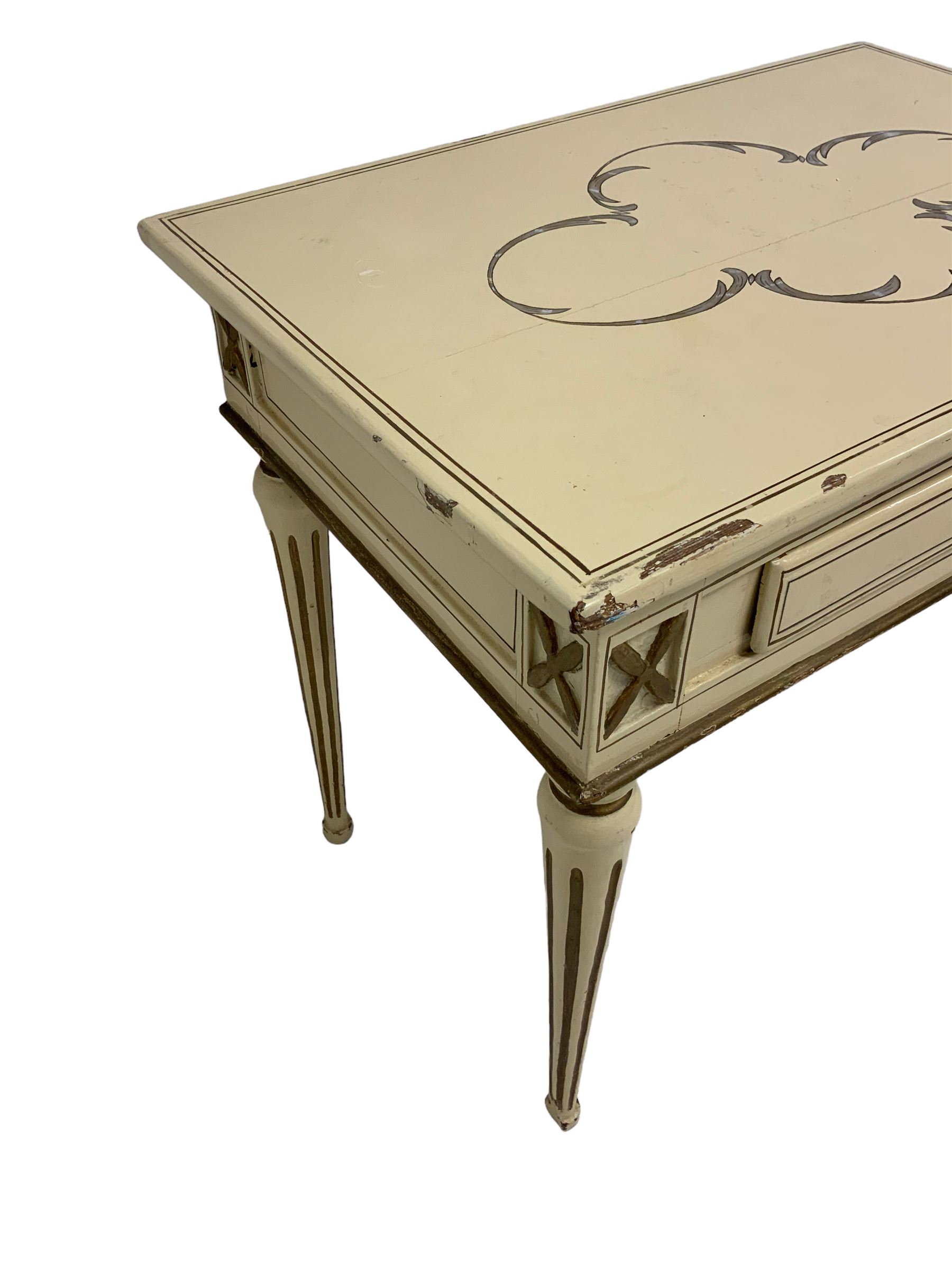 19th century Continental painted and gilded pine side table - Image 2 of 5