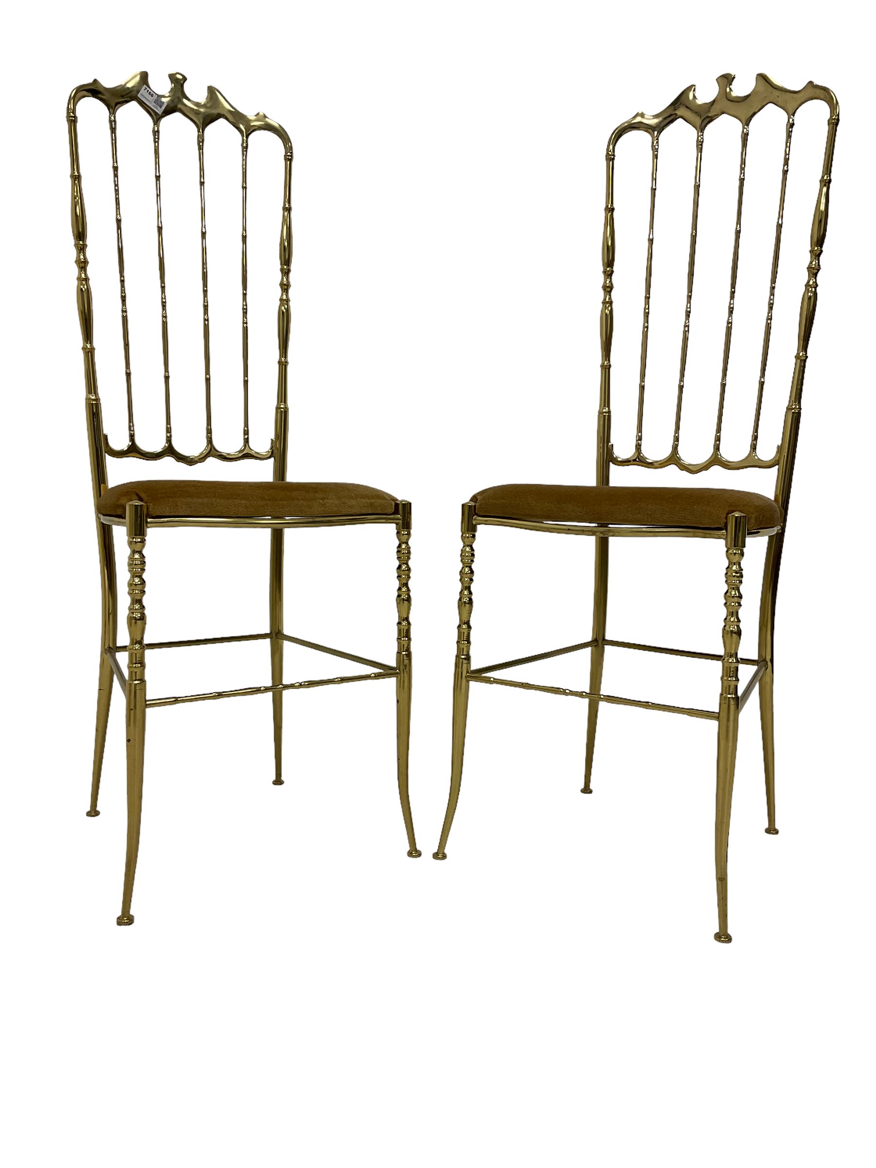 Pair gilt metal chiavari style chairs