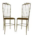 Pair gilt metal chiavari style chairs