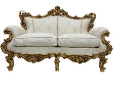 Silik Lo Stile Di Classe - Italian Rococo style carved gilt two seat wingback sofa