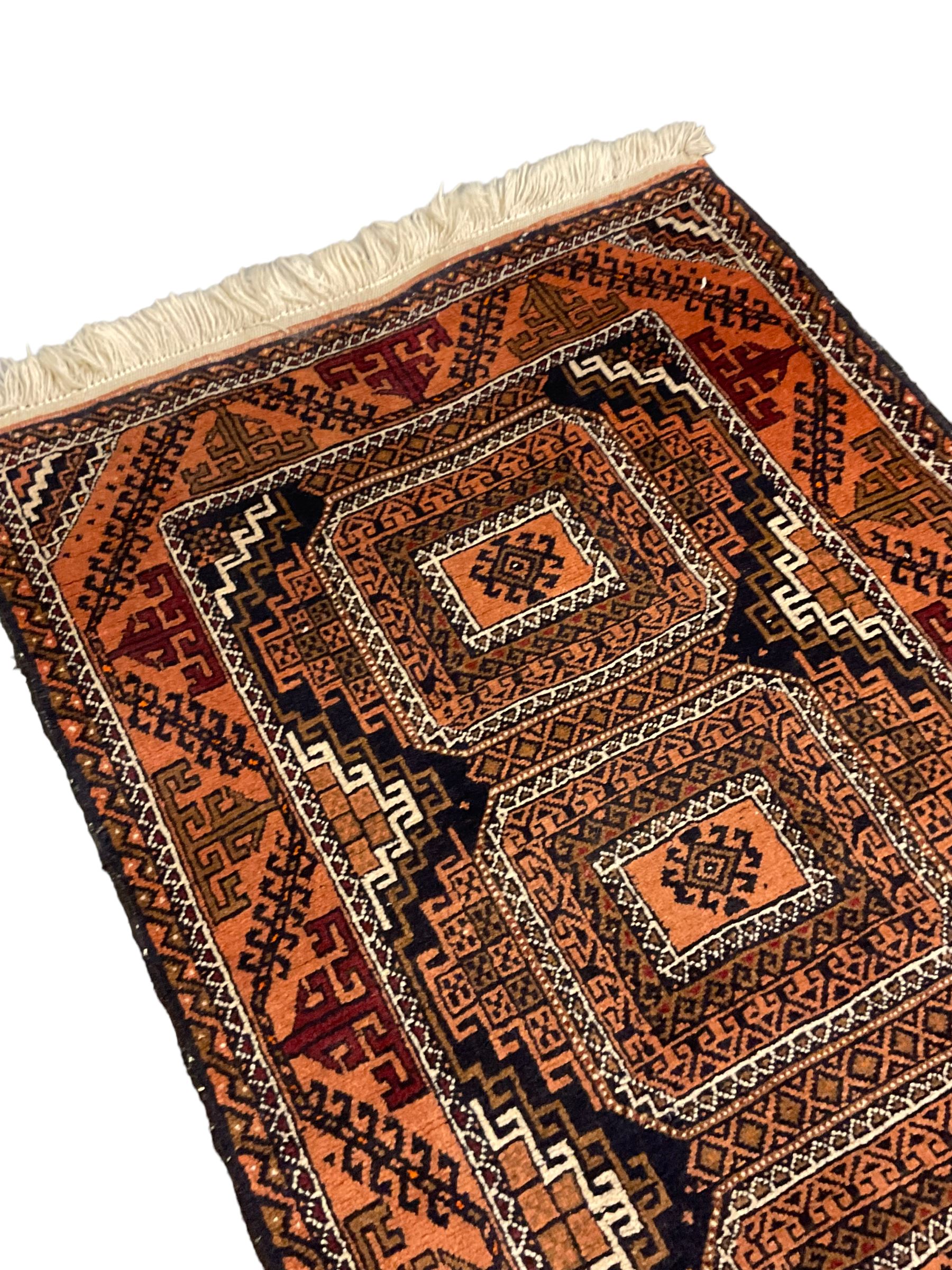 Persian indigo and dark rust ground rug - Image 3 of 7