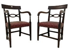 Pair early 19th century mahogany elbow chairs