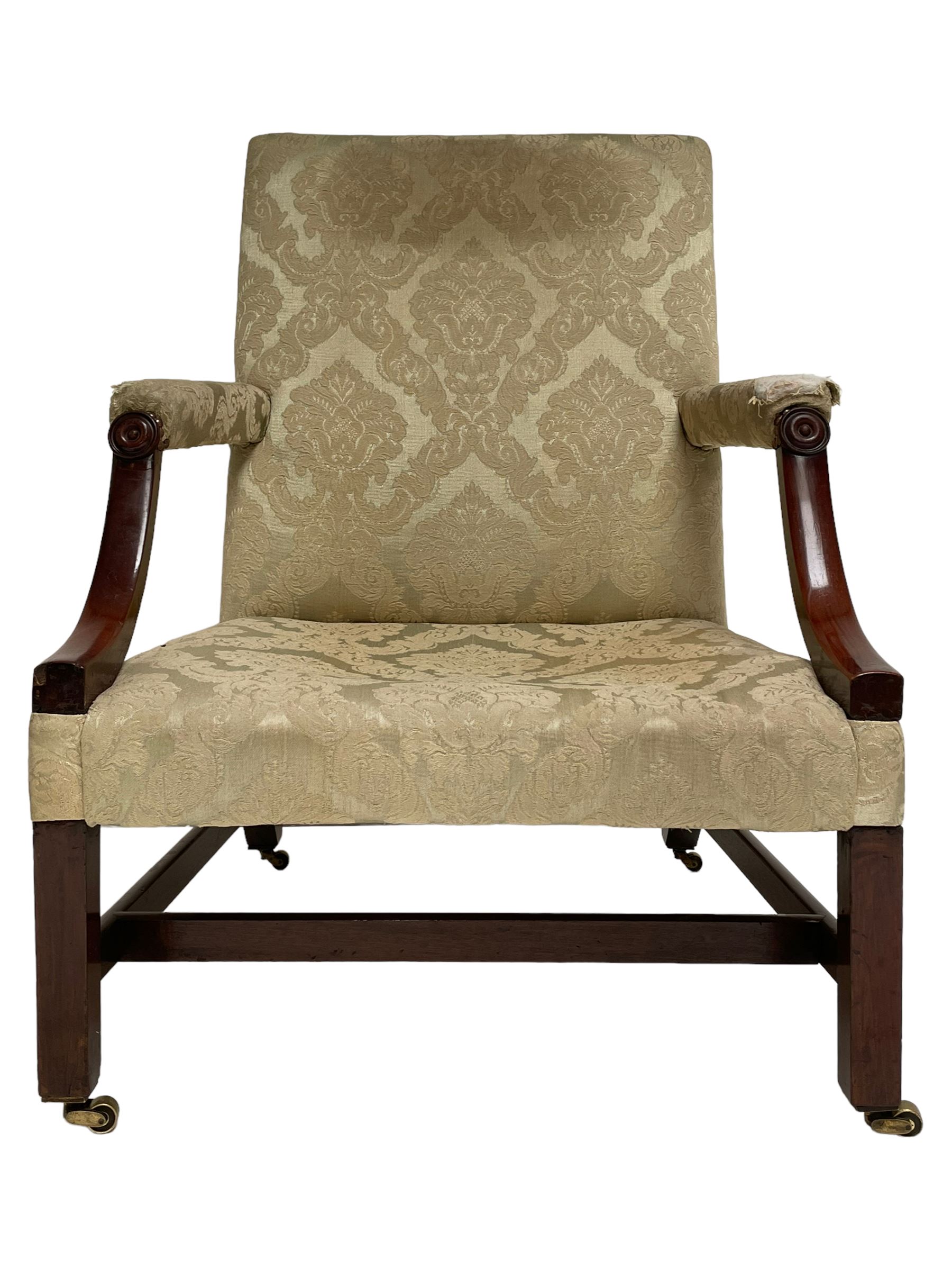 George III mahogany Gainsborough armchair - Image 7 of 9