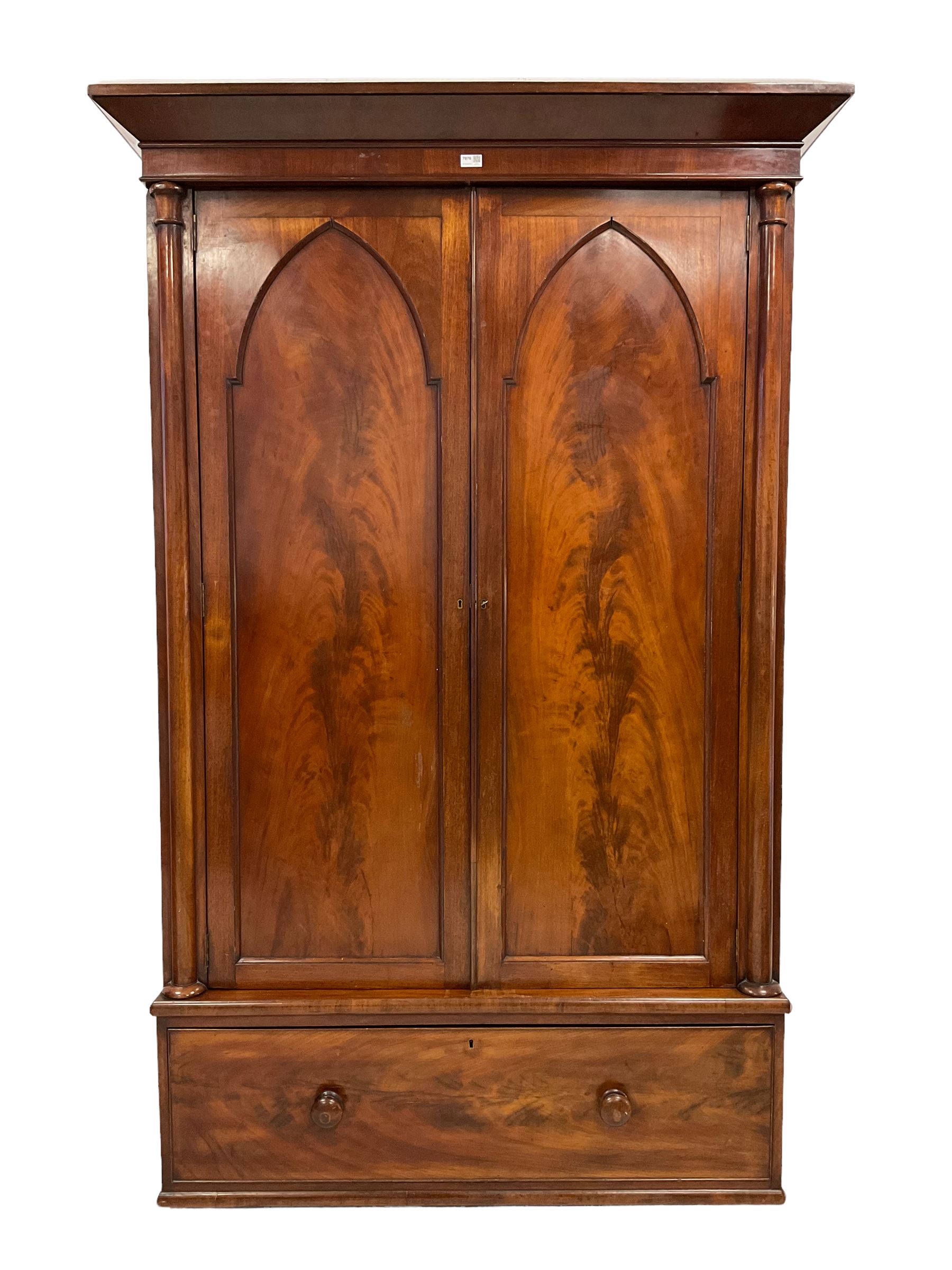 Early 19th century mahogany double wardrobe