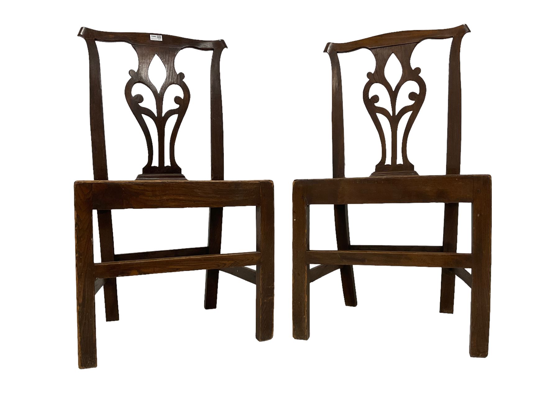 Pair Georgian elm country chairs