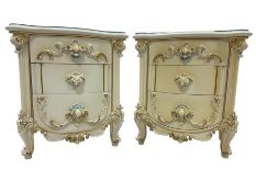 Silik Lo Stile Di Classe - pair Italian or baroque ivory painted bedside chests