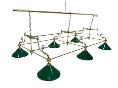Brass snooker or billiards table suspended ceiling light fitting