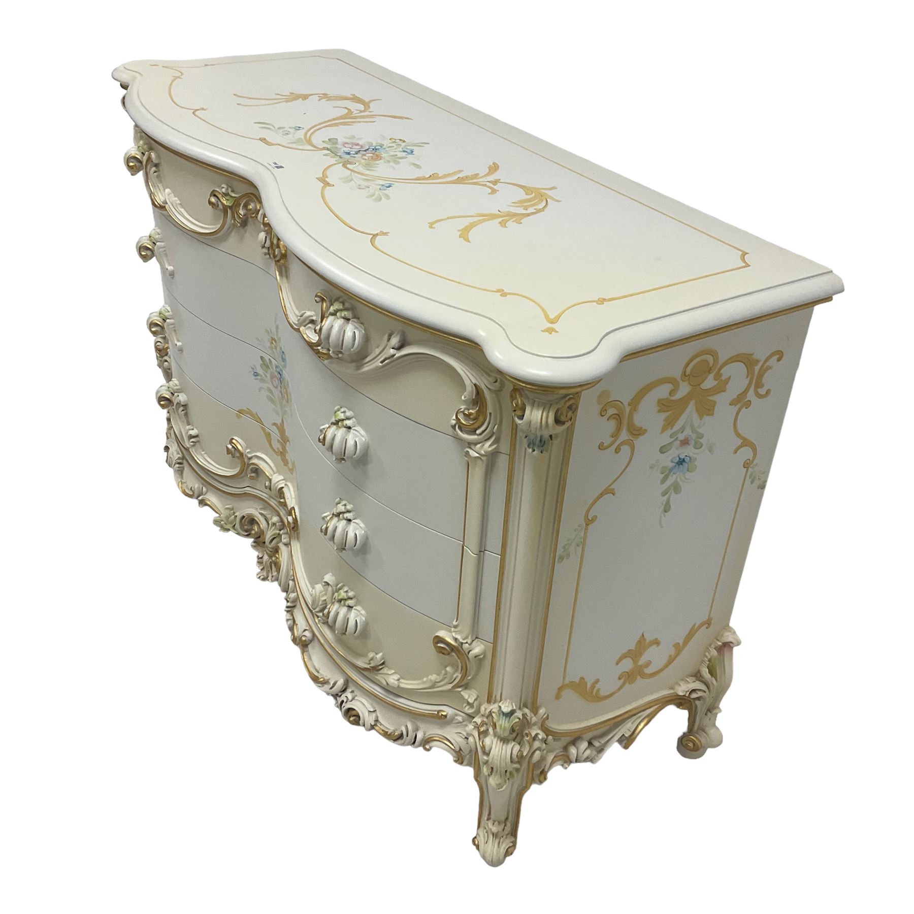 Silik Lo Stile Di Classe - Italian classical or baroque style ivory painted serpentine chest - Image 4 of 5