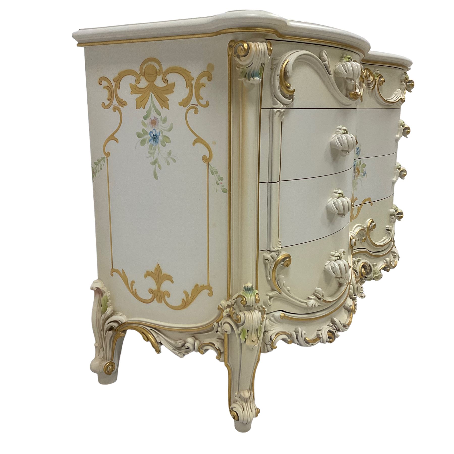 Silik Lo Stile Di Classe - Italian classical or baroque style ivory painted serpentine chest - Image 3 of 5