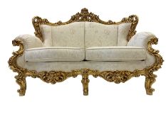 Silik Lo Stile Di Classe - Italian Rococo style carved gilt two seat wingback sofa