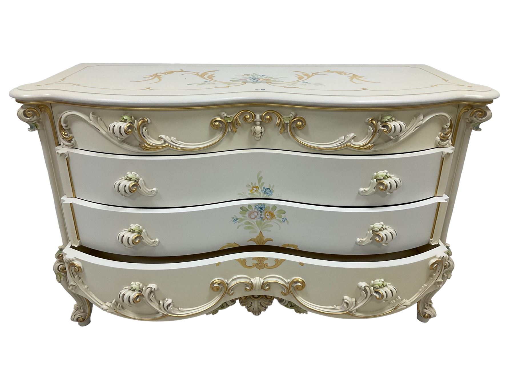 Silik Lo Stile Di Classe - Italian classical or baroque style ivory painted serpentine chest - Image 5 of 5