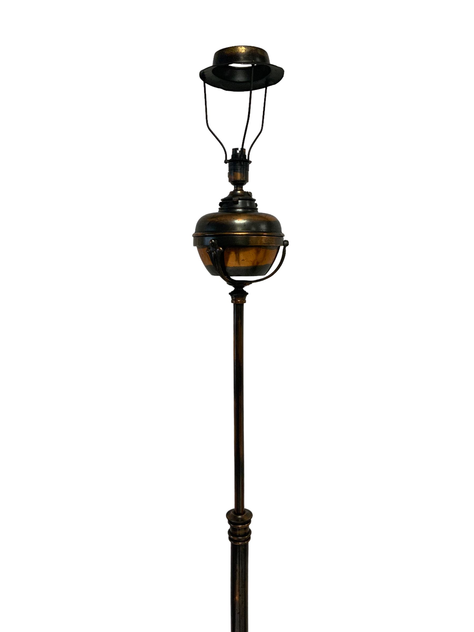 Early 20th century bronzed brass telescopic standard lamp - Image 4 of 4