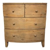 Rustic pine bow front chest