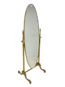 French style gilt metal oval swing cheval dressing mirror