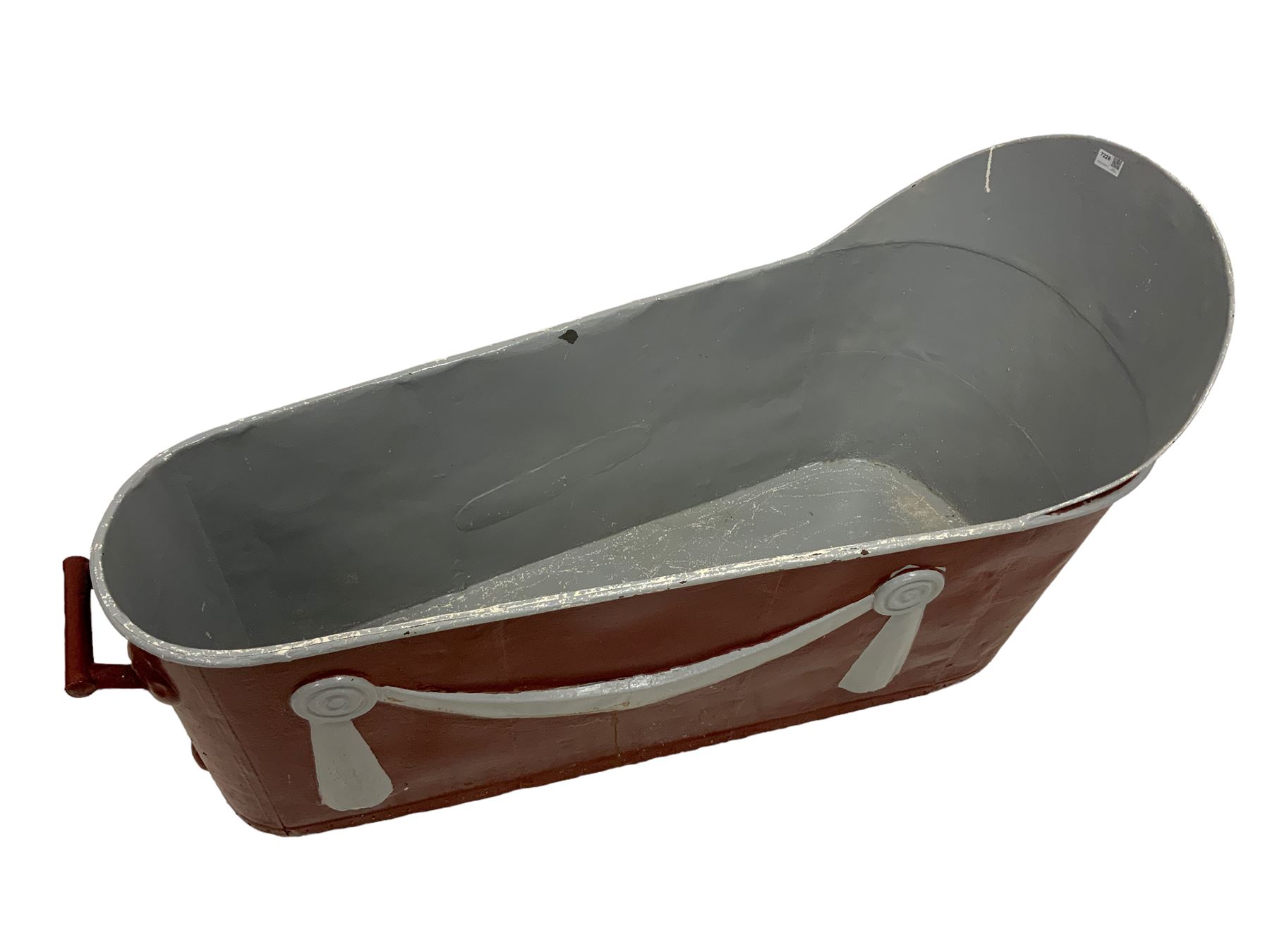 Early 20th century French painted tin bath - Image 2 of 2