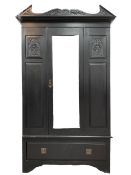 19th century black painted wardrobe