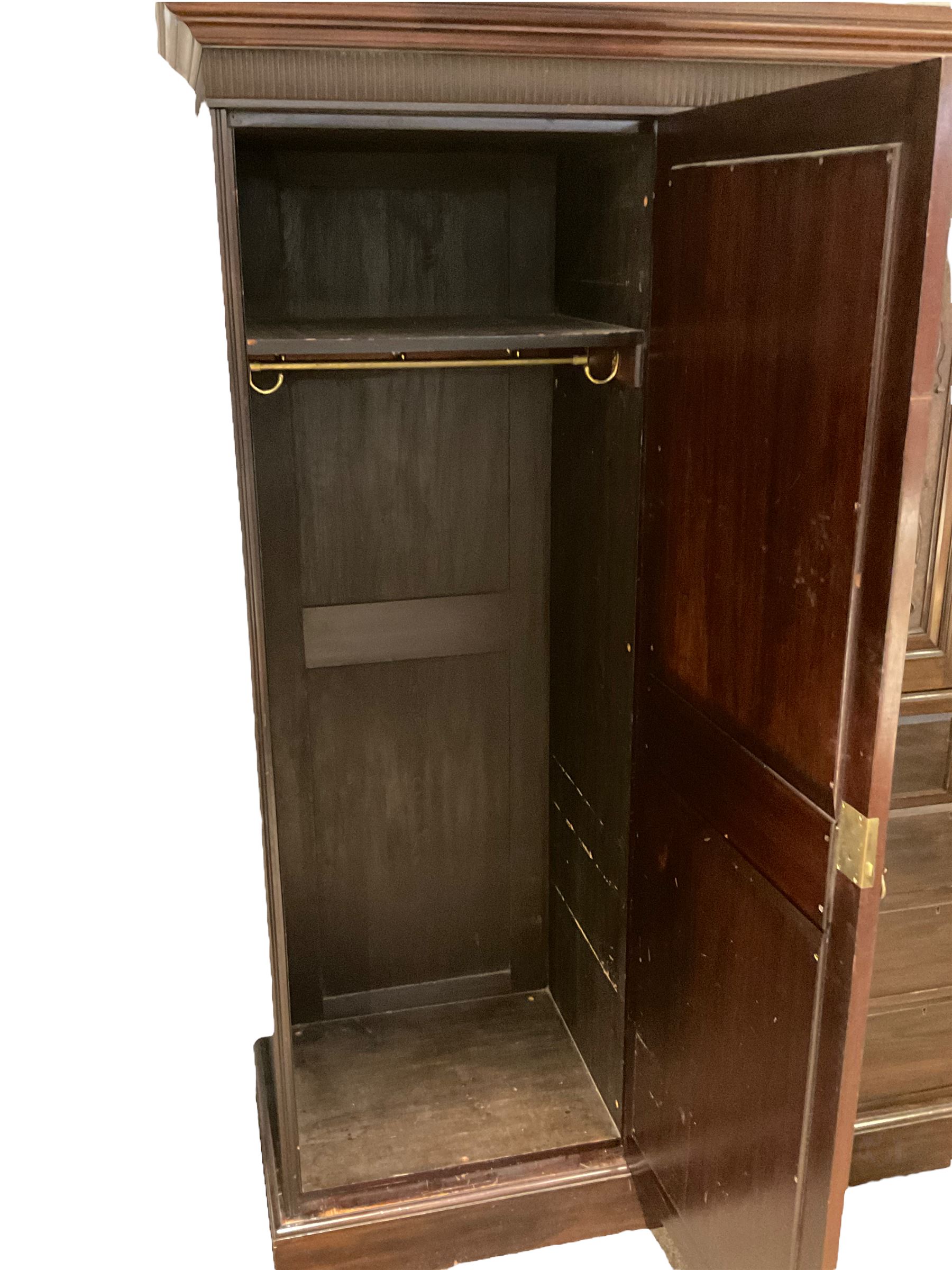 Edwardian walnut triple combination wardrobe - Image 5 of 5