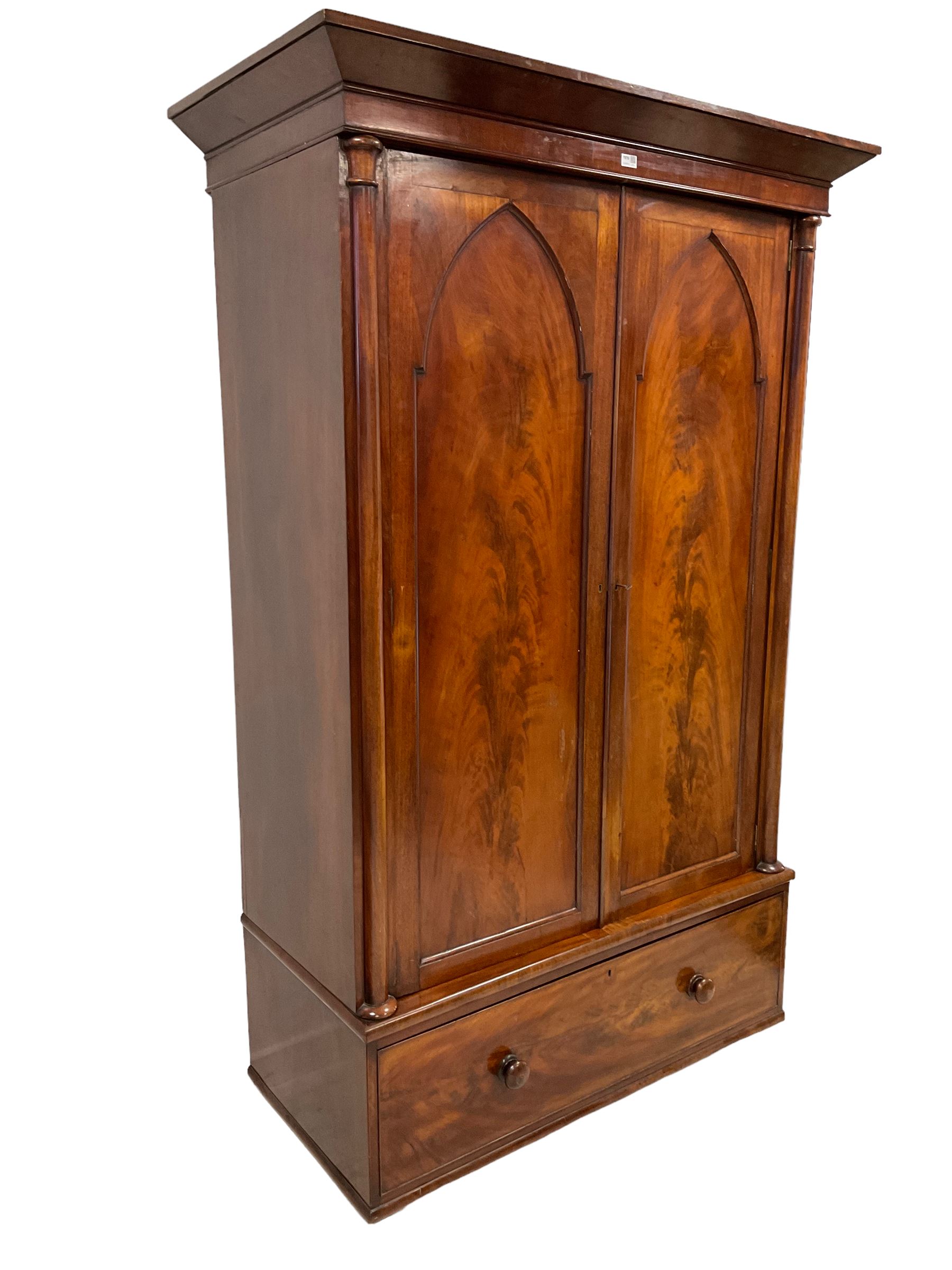 Early 19th century mahogany double wardrobe - Image 2 of 4