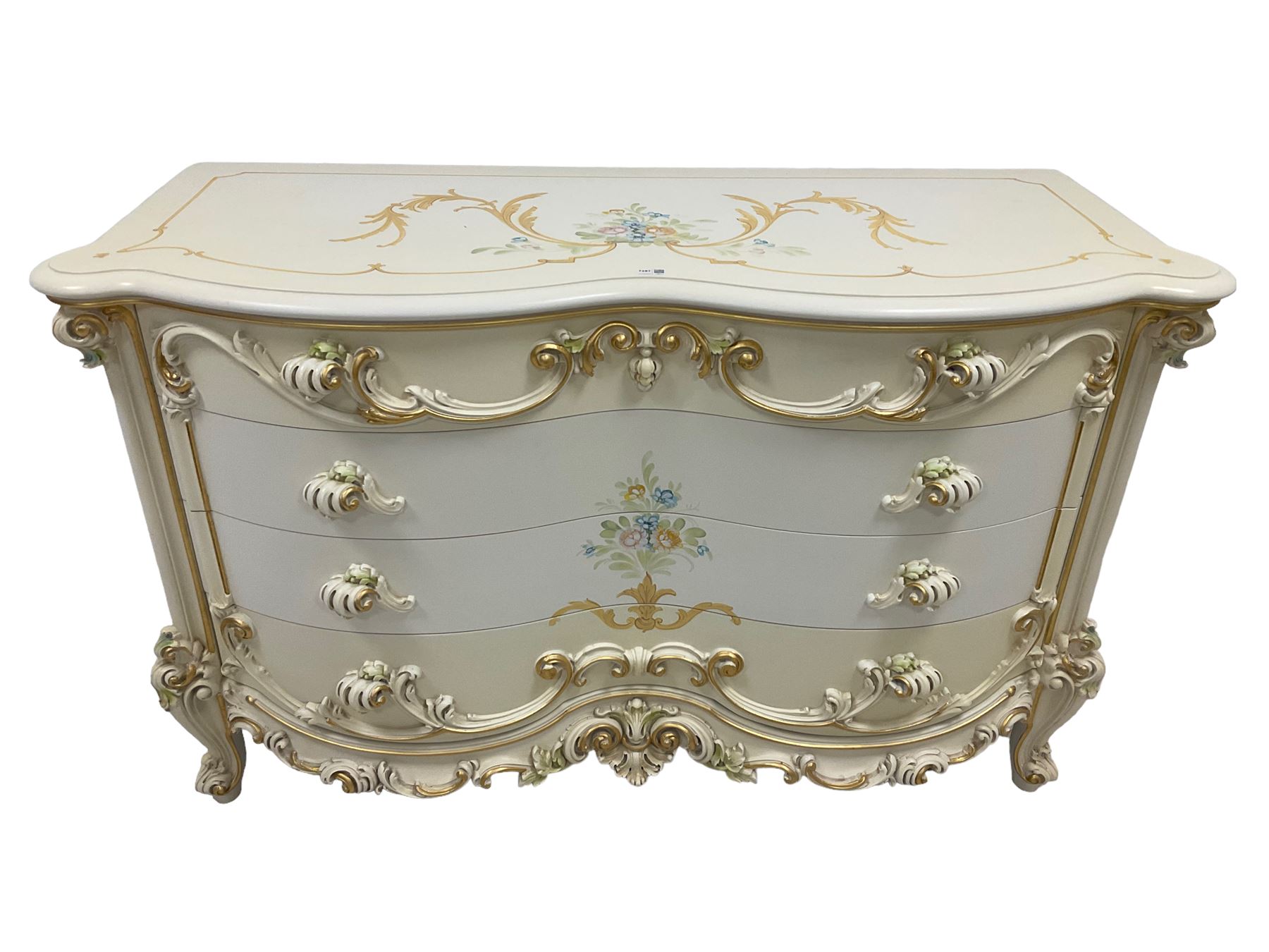 Silik Lo Stile Di Classe - Italian classical or baroque style ivory painted serpentine chest - Image 2 of 5