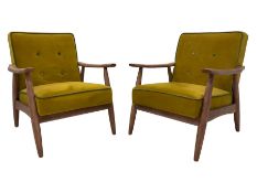 Pair contemporary easy armchairs