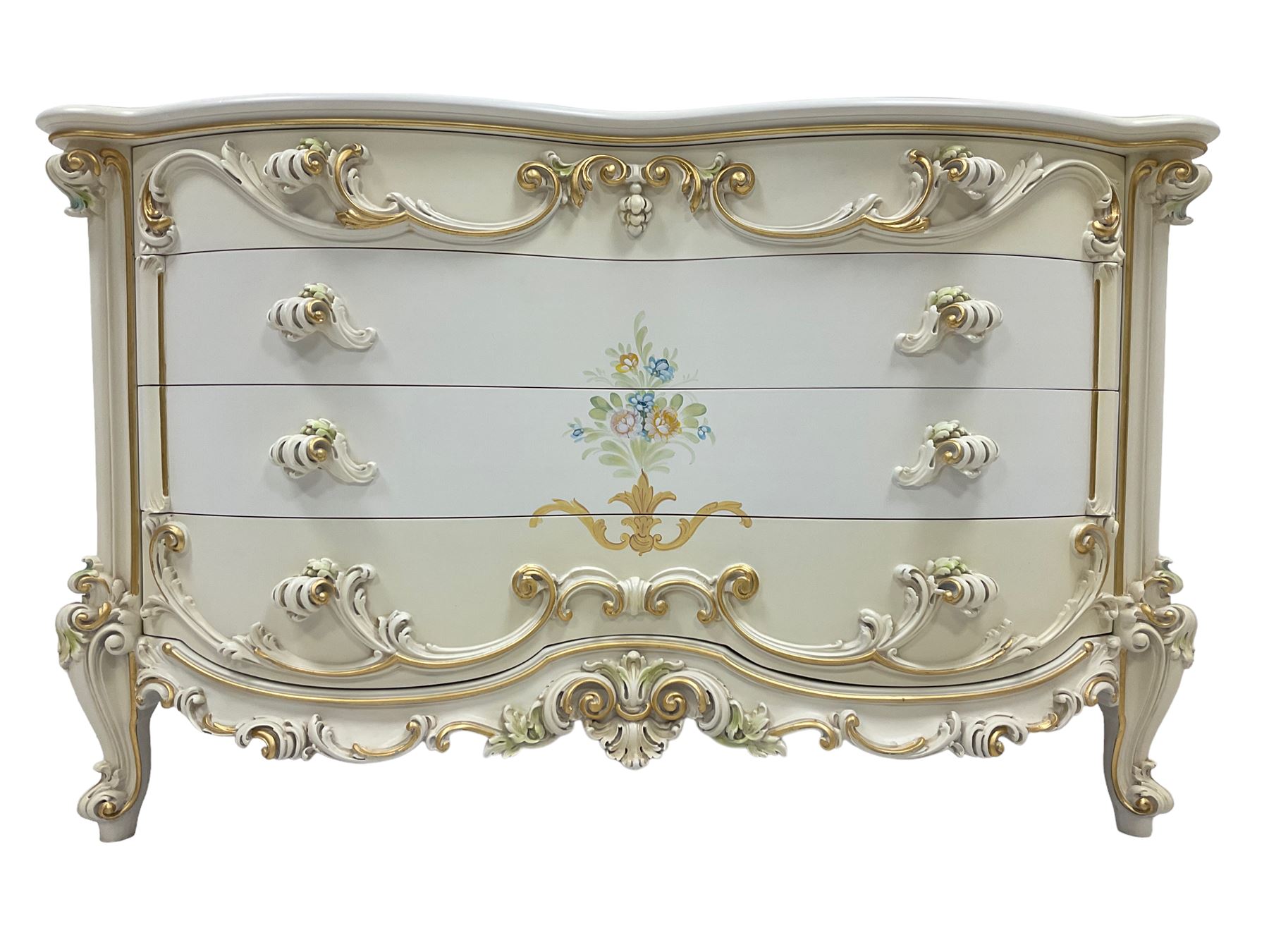 Silik Lo Stile Di Classe - Italian classical or baroque style ivory painted serpentine chest