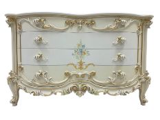 Silik Lo Stile Di Classe - Italian classical or baroque style ivory painted serpentine chest