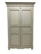 French white finish double wardrobe enclosed by two panelled doors