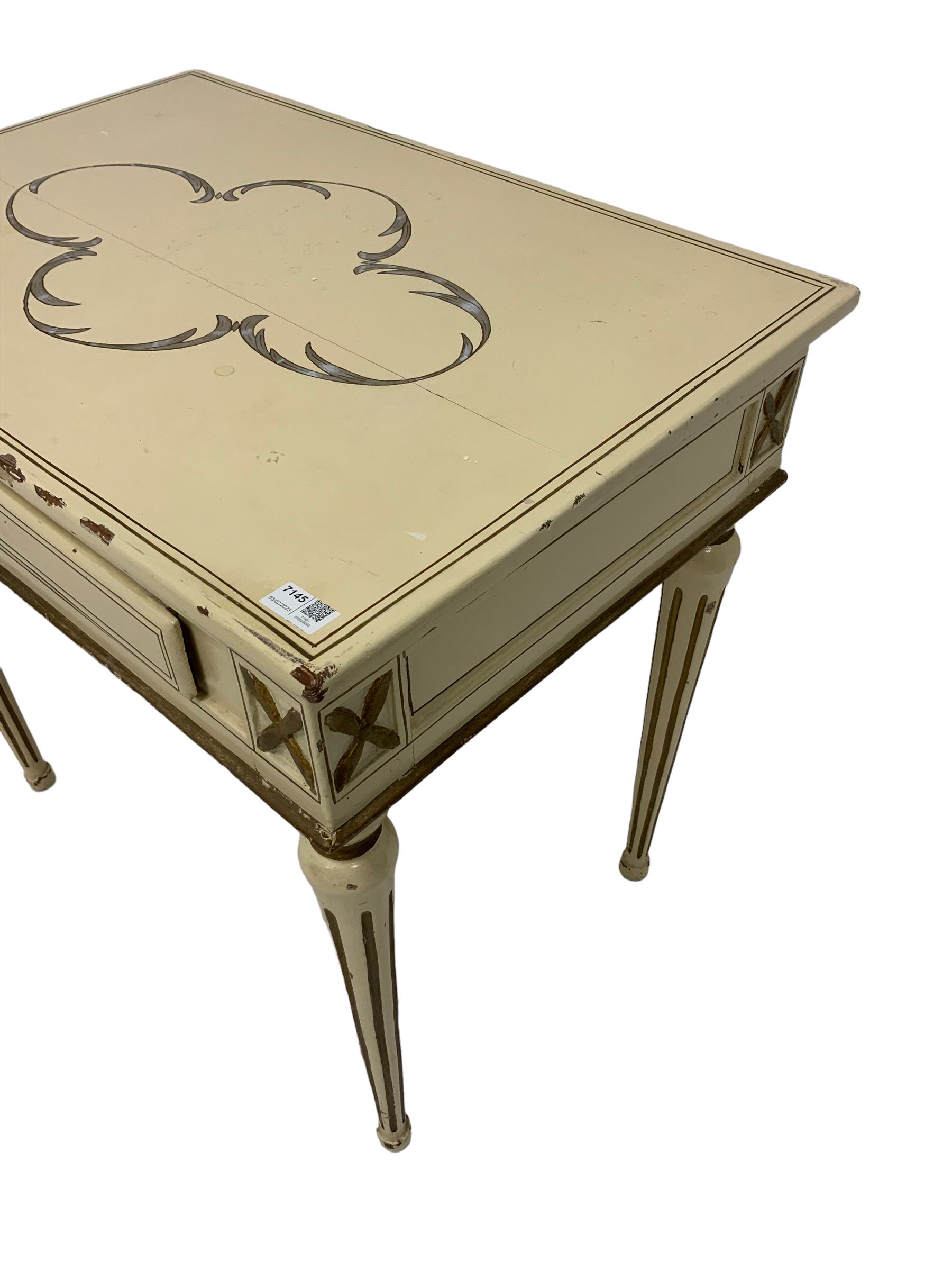 19th century Continental painted and gilded pine side table - Image 3 of 5