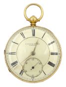 18ct gold open face lever fusee pocket watch by Fattorini & Sons