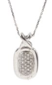14ct white gold pave set diamond pendant