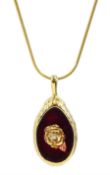 Silver-gilt single stone diamond 'Ruby Rose Pendant' by Theo Faberge