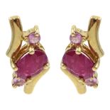 Pair of 9ct gold ruby and pink sapphire stud earrings