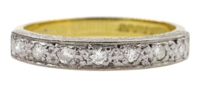 18ct gold milgrain set round brilliant cut diamond half eternity ring