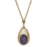 9ct gold opal triplet openwork pendant