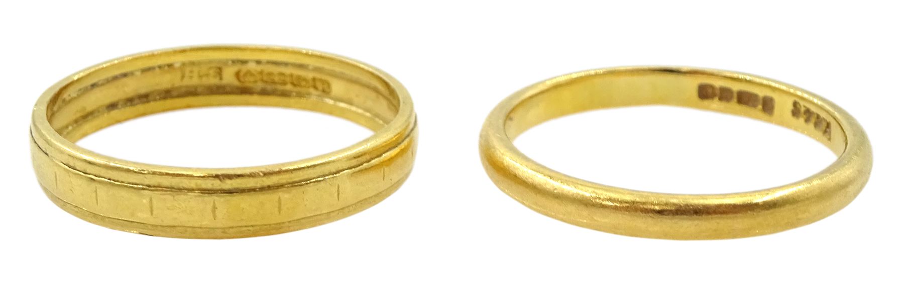 Two 22ct gold wedding bands