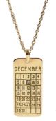 9ct gold single stone diamond special date calendar pendant necklace