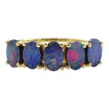 9ct gold five stone opal triplet ring