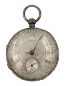 Victorian silver open face lever pocket watch by Taffinder
