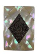 Victorian mother of pearl visiting card case with divided interior