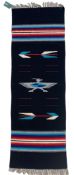 Woven Navajo blanket decorated with Arrow and Thunderbird motif 147cm x 43cm