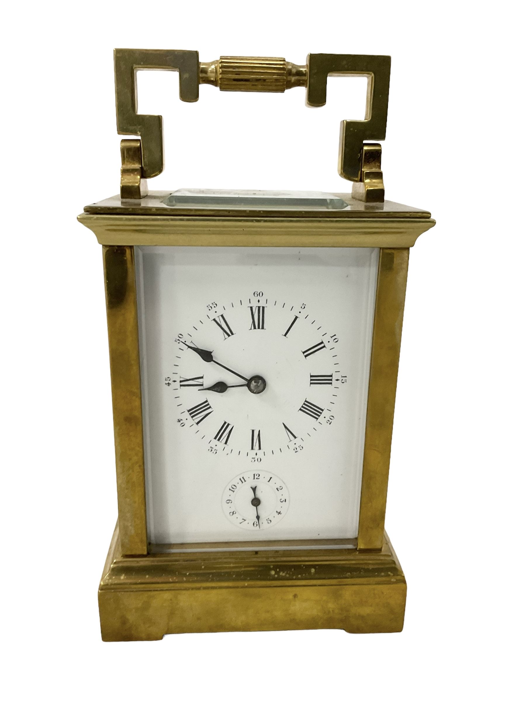 French - late 19th century carriage clock with alarm and gong strike