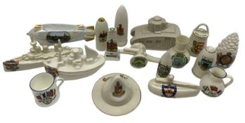 Quantity of WWI crested ware including small cenotaph