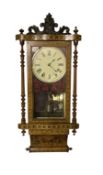 New Haven - American late 19th-century 8-day walnut and parquetry inlaid wall clock