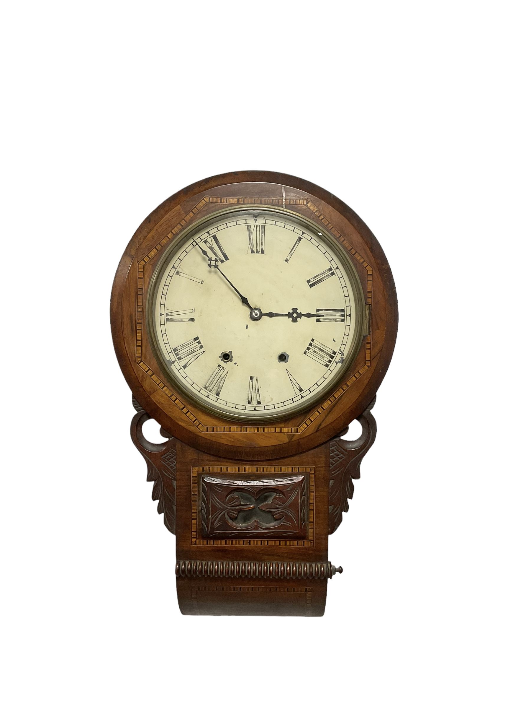 American - 8-day mahogany drop dial wall clock c 1890