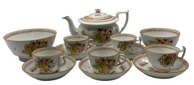 Early 19th century Newhall 'Yellow Shell' pattern tea set c.1812-25