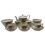 Early 19th century Newhall 'Yellow Shell' pattern tea set c.1812-25